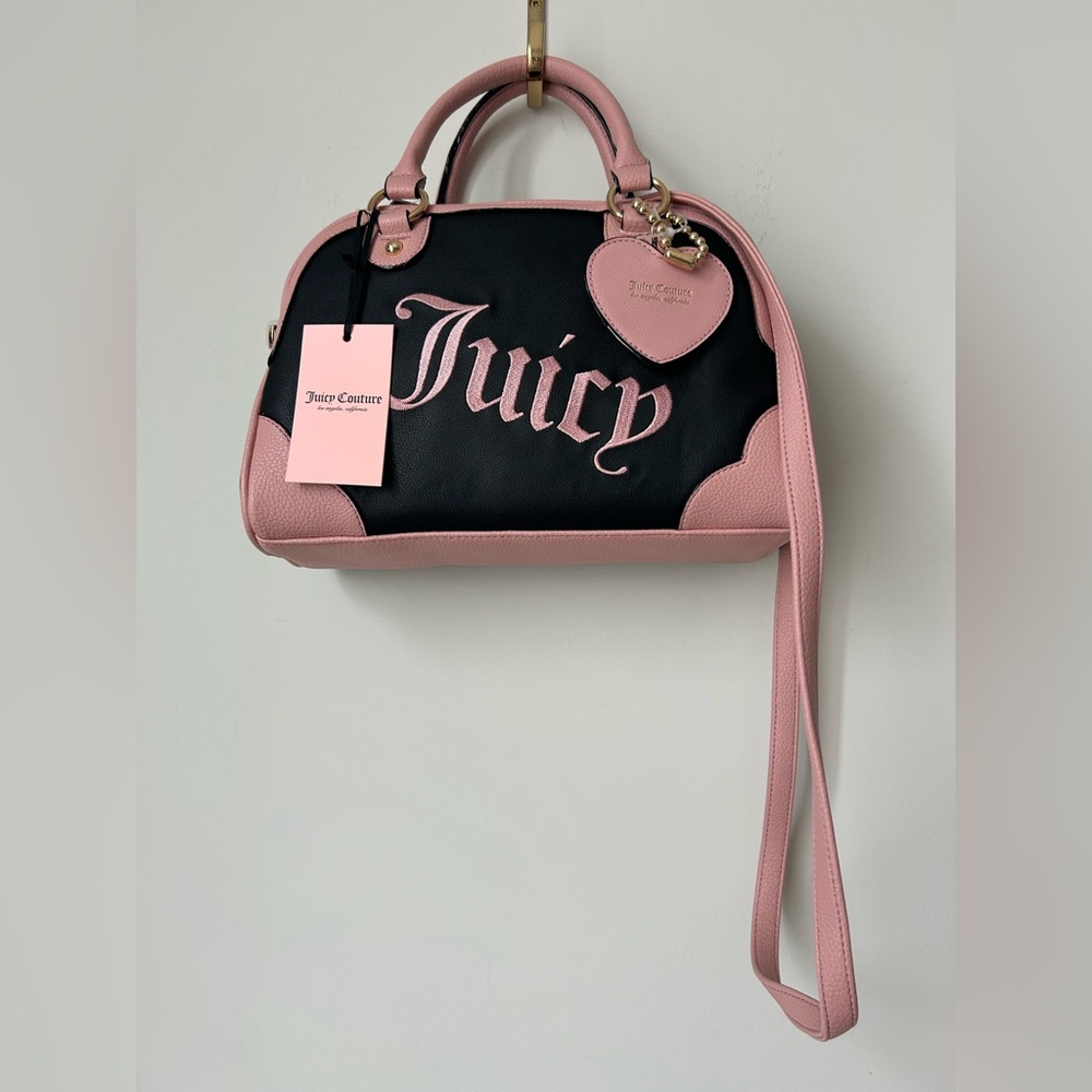 Juicy couture black and pink Urban Heritage leather satchel bowler bag